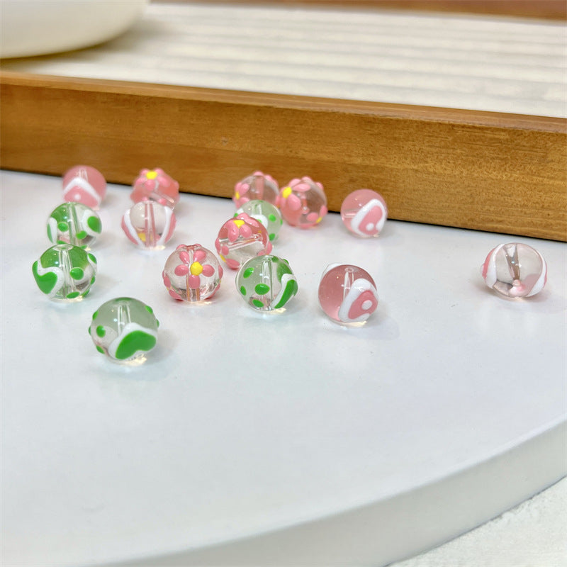 Wholesale 5pcs/pack 12mm Glass Hand-painted Round Beads